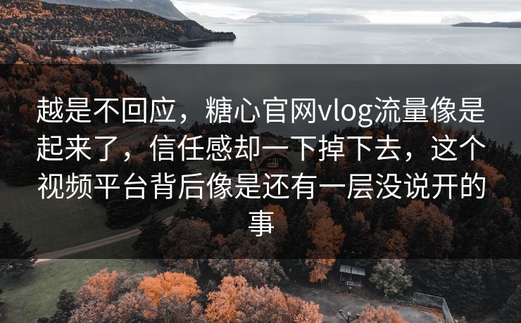 越是不回应，糖心官网vlog流量像是起来了，信任感却一下掉下去，这个视频平台背后像是还有一层没说开的事