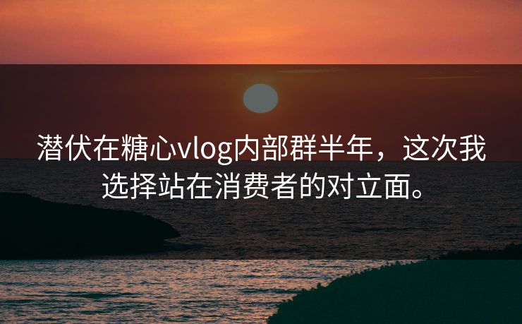 潜伏在糖心vlog内部群半年，这次我选择站在消费者的对立面。