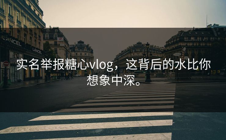 实名举报糖心vlog，这背后的水比你想象中深。