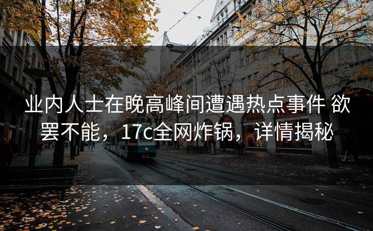 业内人士在晚高峰间遭遇热点事件 欲罢不能，17c全网炸锅，详情揭秘